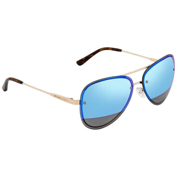 Michael Kors La Jolla Block Cobalt Mirror Pilot Sunglasses MK1026-1116F3 Gold 59-13-135