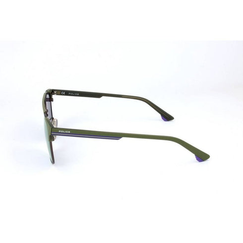 Police Sunglasses Spl574-S69V Track Green With Polarized Purple Lenses Metal 57-15-150