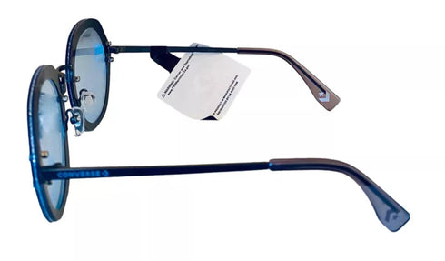 Converse Dark Gunmetal Womens Sunglass Round Metal, Blue Lens H103